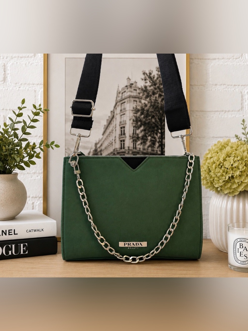 Prada Green Cosmetic/Beauty Bag GWP item
